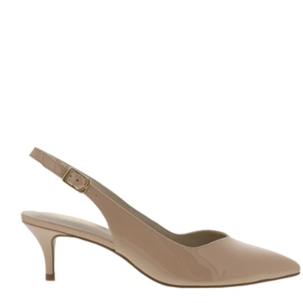 Aldo Nude/tan patent kitten heels size 7